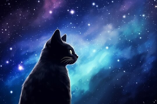 黒猫のイラスト,Generative AI AI画像