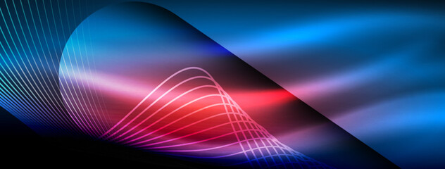 Glowing neon wave abstract background - vibrant, luminescent waves pulsate in a captivating and electrifying display