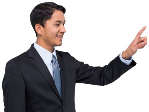 Digital png photo of biracial man on transparent background