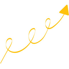 Fototapeta na wymiar Digital png illustration of yellow curved arrow on transparent background