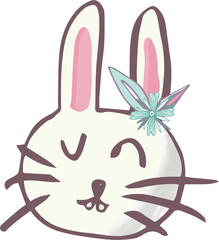 Digital png illustration of face of rabbit on transparent background