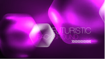 Glowing neon hexagons in dark space. Digital technology cyberspace hi-tech techno abstract background template