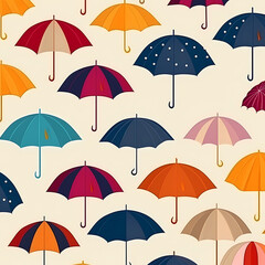 seamless pattern with umbrellas colorful isolated on white. generative ai