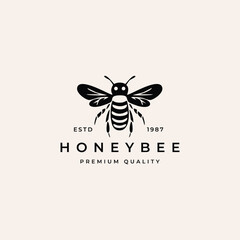 vintage honey Bee animals logo template illustration vector
