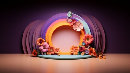 Fun, colorful, floral podium