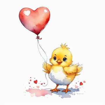 chiks holding heart created with generative AI software