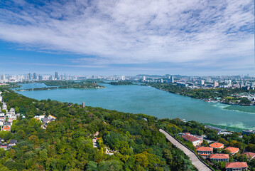 Fototapeta premium Aerial photo of Xuanwu Lake, Nanjing, Jiangsu Province, China