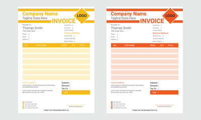 Modern And Professional Multiple Business Invoice Design For Print