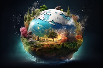 Earth making up of the four major elements - Earth, Fire, Wind and Water