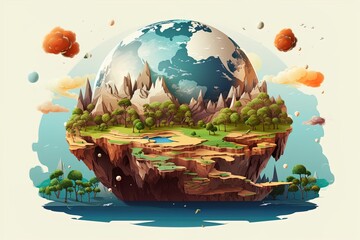 Earth making up of the four major elements - Earth, Fire, Wind and Water