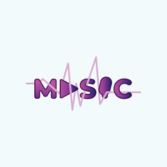 music shop lettering logo, emblem, label, badge, sticker. Vintage style. Vector illustration design.