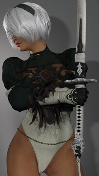 Nier Automata Yorha 2b Cosplay with DAZ Studio