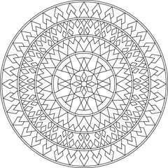 Fototapeta na wymiar Easy coloring pages for adults.Coloring Page of geometric abstract mandala Simple mandala in EPS 8. #706