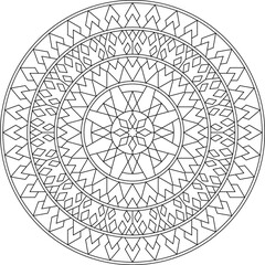 Easy coloring pages for adults.Coloring Page of geometric abstract mandala Simple mandala in EPS 8. #706