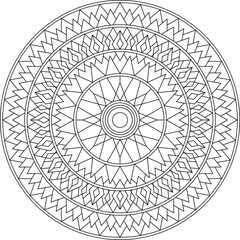 Easy coloring pages for adults.Coloring Page of geometric abstract mandala Simple mandala in EPS 8. #708