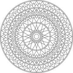 Easy coloring pages for adults.Coloring Page of geometric abstract mandala Simple mandala in EPS 8. #708