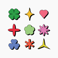 Fun geometric and edgy shapes vector in playful pallete. Each element is meticulously crafted, bringing together the simplicity of minimal yet bold and fun vibes design