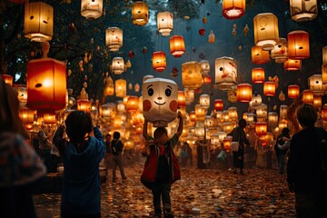 Lantern Parade During Mid-Autumn Festival