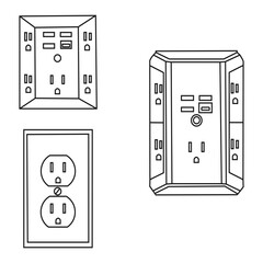 USB Wall Charger, Cube Charger, Charging Box, Home Travel Charger Plug, Vector design element illustration