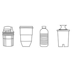 Water filter devices realistic poster with purification system vector illustration