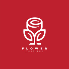 Simple minimal linear rose flower petal logo design badge