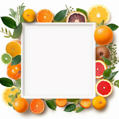 Tropical summer fruits mockup word picture frame generative ai