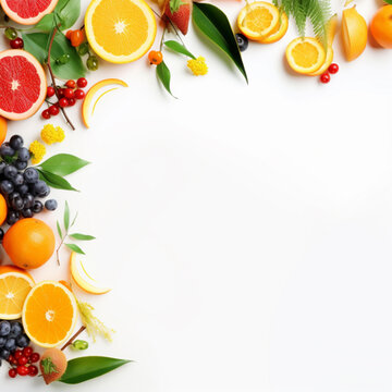background with fruits mockup picture frame wording generative ai
