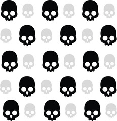 Vector flat icon skull head pattern set isolated on white background