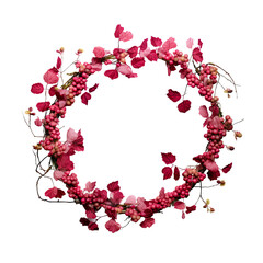 A Christmas wreath made of flowers and berries on a white background. PNG. Transparent. Generative AI