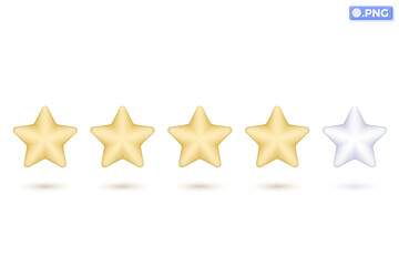 Star rating icon symbols. quality service, excellent feedback, customer review concept. 3D vector isolated illustration design. Cartoon pastel Minimal style. You can used for design ux, ui, print ad.