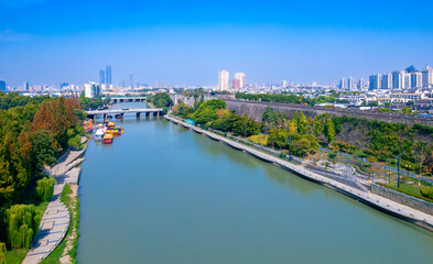 Fototapeta na wymiar Aerial Photography of the Ancient City Wall and Zhonghua Gate in Nanjing, China