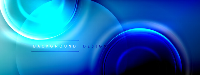 Circles lines and bubbles on bright glowing effect gradient with light and shadow effects. Dynamic interplay of light, shadow and depth. Futuristic and rhythmic technology design