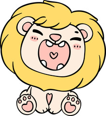 cute baby lion roar cartoon doodle with wide opened mouth roaring charming and innocent illustration of a playful cub.