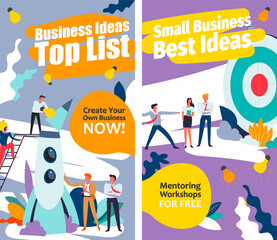 Obraz premium Business ideas top list, mentoring workshop free