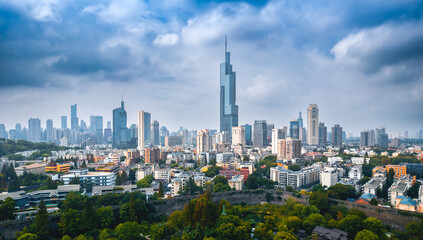 Plakat Aerial Photography of the Central Business District in Nanjing, China