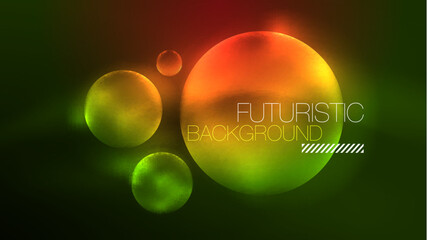 Neon glowing circles, magic energy space light concept, abstract background wallpaper design