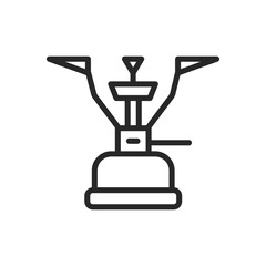 Mini Gas Stove Icon. Vector Linear Illustration of Portable Camping Gas Burner for Outdoor Cooking and Camping Equipment.