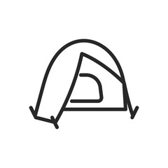 Round Tent Icon. Vector Linear Illustration of a Camping Shelter for Outdoor Adventure and Travel. Circular Dome Tent Camping Gear Symbol.