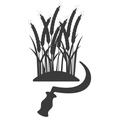 Harvesting grain crops glyph icon isolated on white background.Vector illustration.