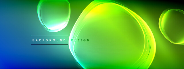 Vector abstract background - liquid transparent bubble shapes on fluid gradient with shadows and light effects