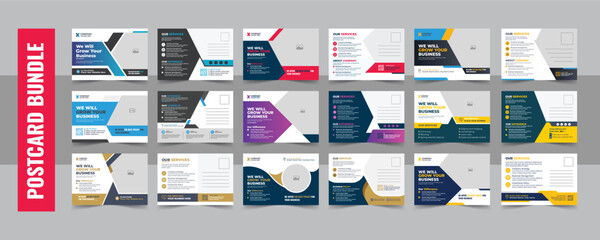 Kids back to school education admission postcard template bundle, Modern professional school admission eddm postcard template design layout set