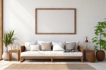 Fototapeta na wymiar Ultra Realistic Farmhouse Style Living Room Interior Created with Generative AI