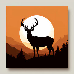silhouette of a deer. Generative ai