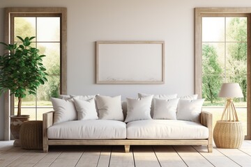 Fototapeta premium Ultra Realistic Farmhouse Style Living Room Interior Created with Generative AI