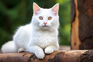 white cat sitting