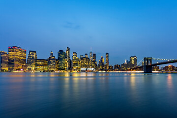 Famous view of Manhattan at blue hour, New York