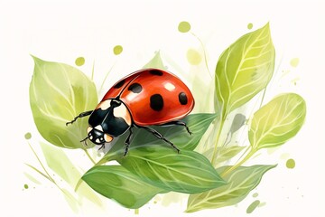 Obraz na płótnie Canvas Generative AI : Ladybug insect animal isolated on a white background illustration