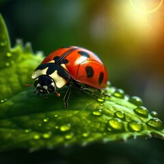 Fototapeta premium Generative AI : Ladybug insect animal isolated on a white background illustration