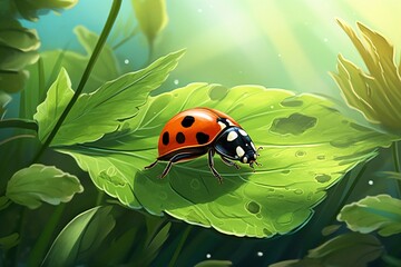 Generative AI : Ladybug insect animal isolated on a white background illustration