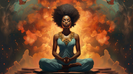 woman meditating, Generative AI